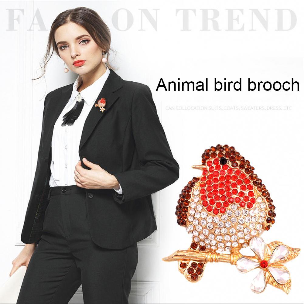 Rotkehlchen Vogel Kristall Brosche Anstecknadel Weihnachtsschmuck Geschenk Frauen Vintage Schmuck Tier Broschen Anstecknadeln Weihnachtsgeschenke