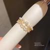 14k Gold Plated Zircon Pearl Open Ring With Modern Geometric Shape For Elegant Women