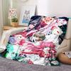 Anime Girls Group Characters Flannel Throw Blanket, Soft Blanket for Sofa Bed, Anime Print Home Decoration