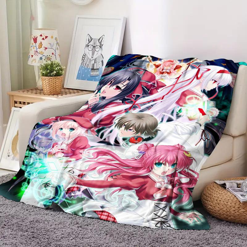 Anime Girls Group Characters Flannel Throw Blanket, Soft Blanket for Sofa Bed, Anime Print Home Decoration