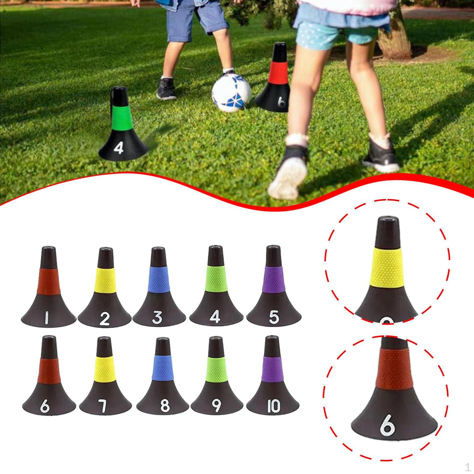 

10 шт. Тренировочные конусы для футбола, Футбольные маркеры, Многоцелевые, Для отработки ловкости, Износостойкие, Спортивные