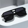 New Retro Pilot Sunglasses for Women Men Double Bridge Square Glasses Trendy Street Style Shades Fashion Sun Glasses
