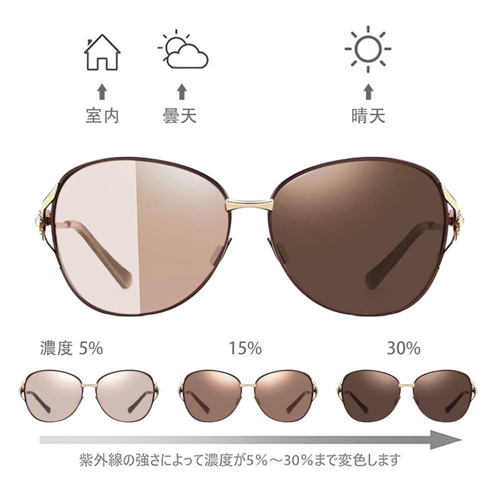 FEISEDY Óculos de Sol Fotocromáticos e Polarizados Frescos e com Joias UV UV400 Menores B1158 Femininos que Mudam de Cor, Elegantes, Armação, Proteção, Proteção,