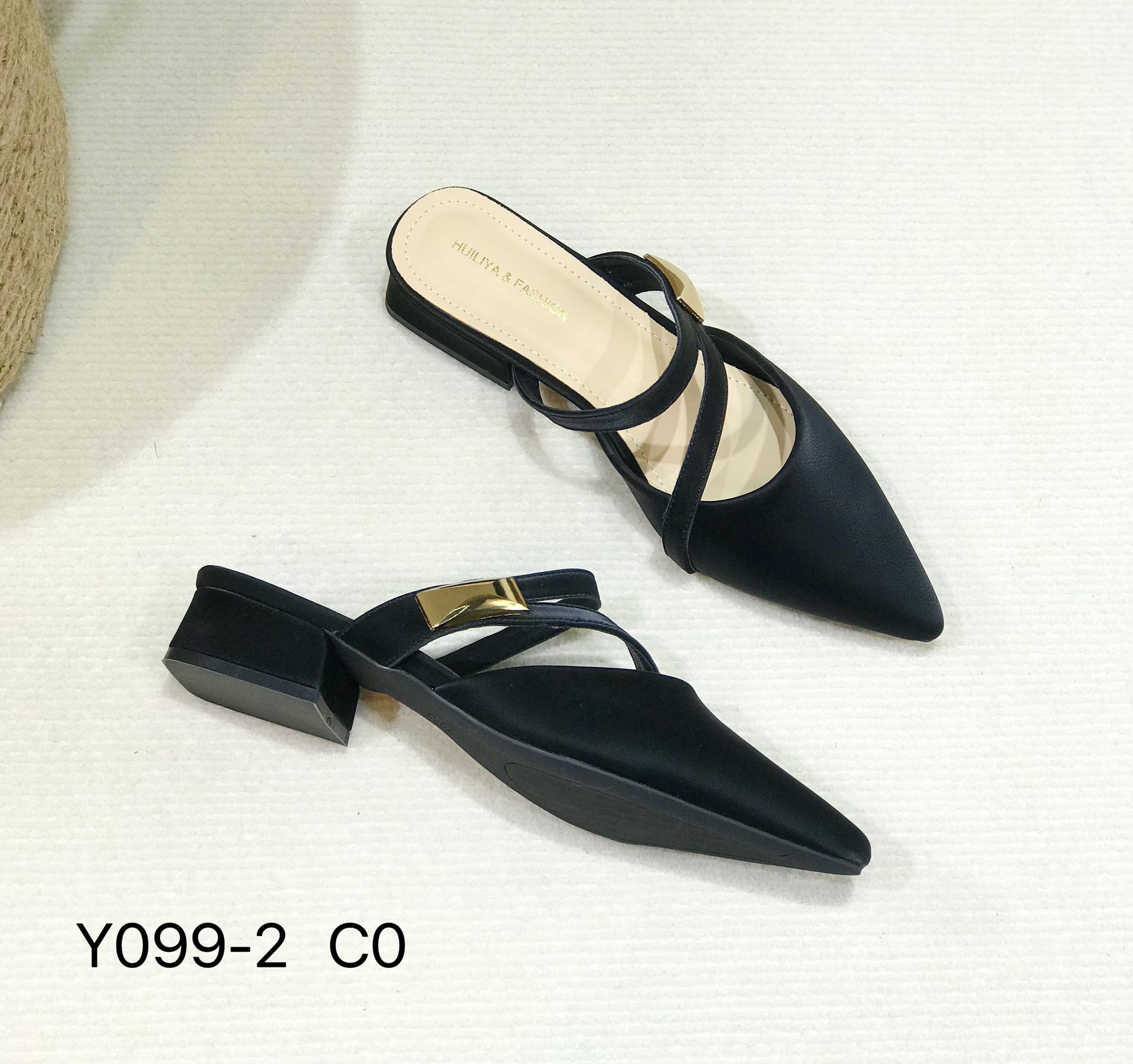 

Хуэй Лия Женские тапочки Баотоу 2025: Новые полушлепанцы с острым носком и массивным низким каблуком, идеально подходящие для юбок - Модель Y099-2. 39 чёрный