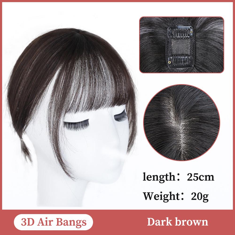 3D Air Bangs Wig Female Seamless High Temperature Hairpiece Head Top Replacement Cover White Hair Fake Bangs