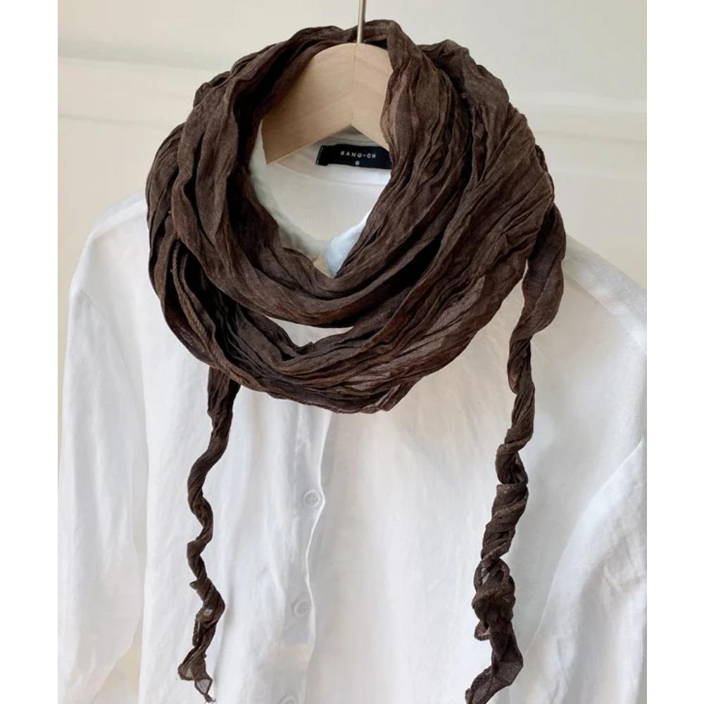 

Thin Women Scarf Decorate 2022 Autumn Spring Cotton Linen Solid Color Tie-dye Fold Solid Color Fashion Long Scarf Female