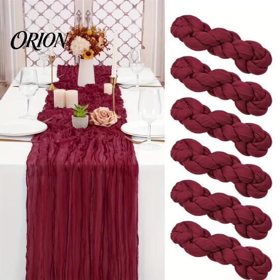 Weicher Polyester Tischläufer Rustikaler Mull-Tischläufer, Hochzeit Transparenter Rechteckiger Boho für Brautparty Baby Tischmitte
