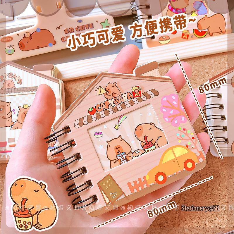 Capybara-formet spolebundet ikke-klebende notatbok Søt tegneseriedesign