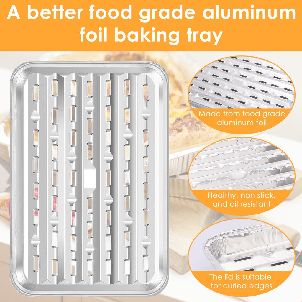 Aluminum Foil Trays Non-Stick Baking Pans BBQ Tray Food Grade BBQ Bowl for Air Fryer Oven Baking Cooking Kitchen Baking Tool