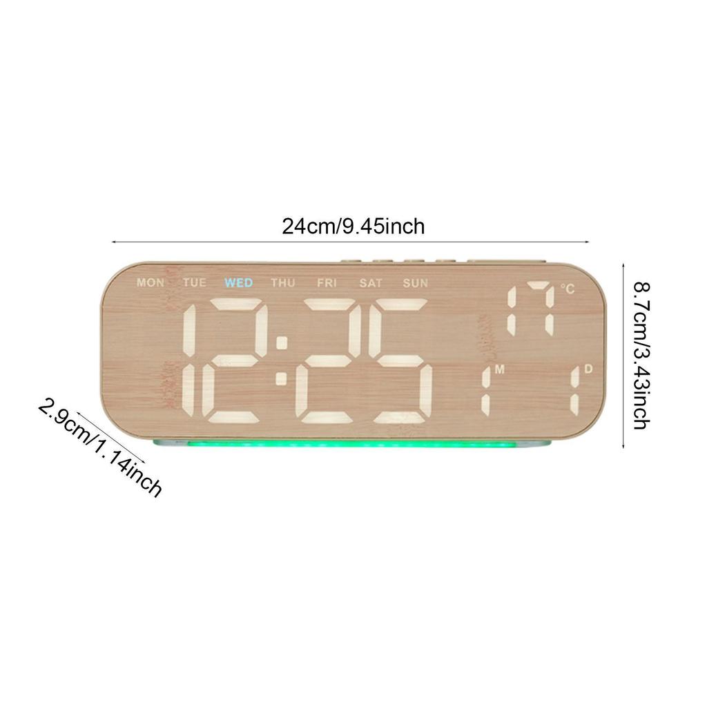 Modern Digital Desk Clock with Dual Alarms Time Date Temperature Display for Office Bedroom Bedside Table