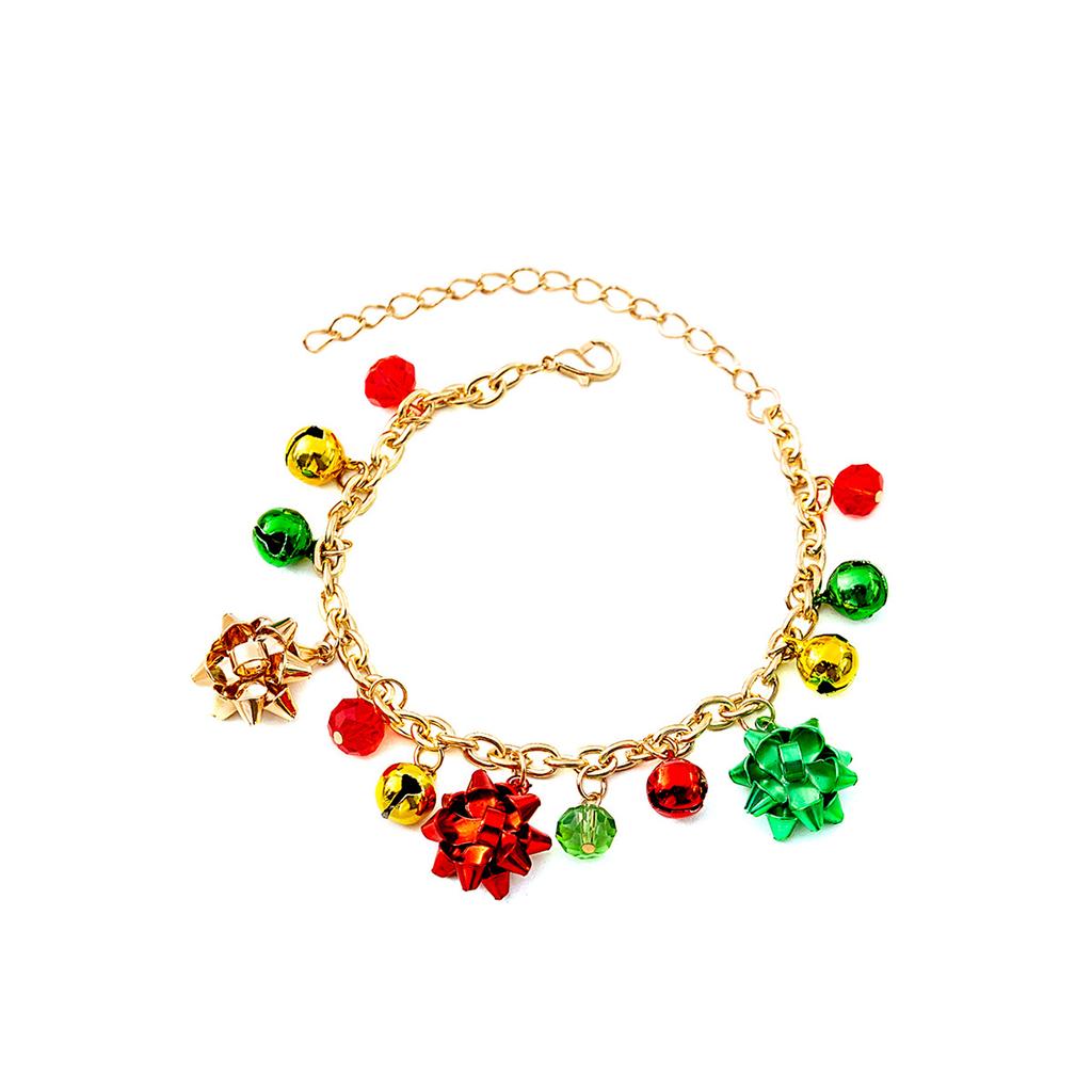 Christmas Elk Bell Bracelet, Cartoon Oil Drip Adjustable Santa Cane Sugar Bracelet Female