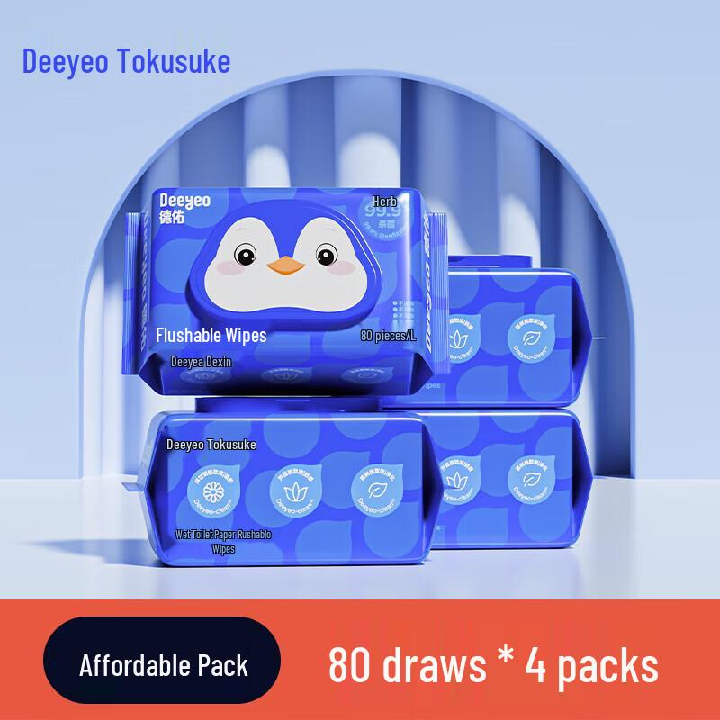 DEEYEO Penguin Flushable Wet Wipes