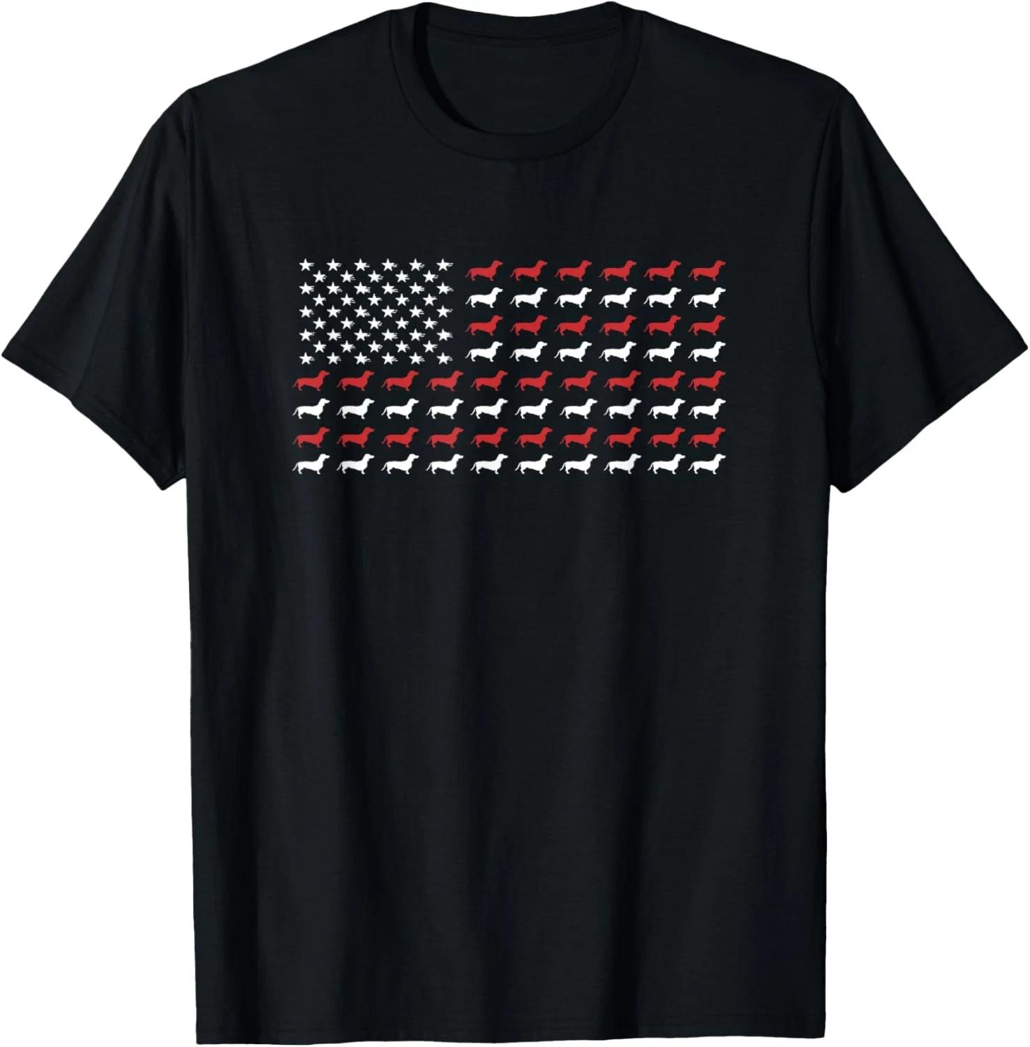American Flag Dachshund Patriotic Dachshund Doxie Lover T-Shirt Small T Shirt S