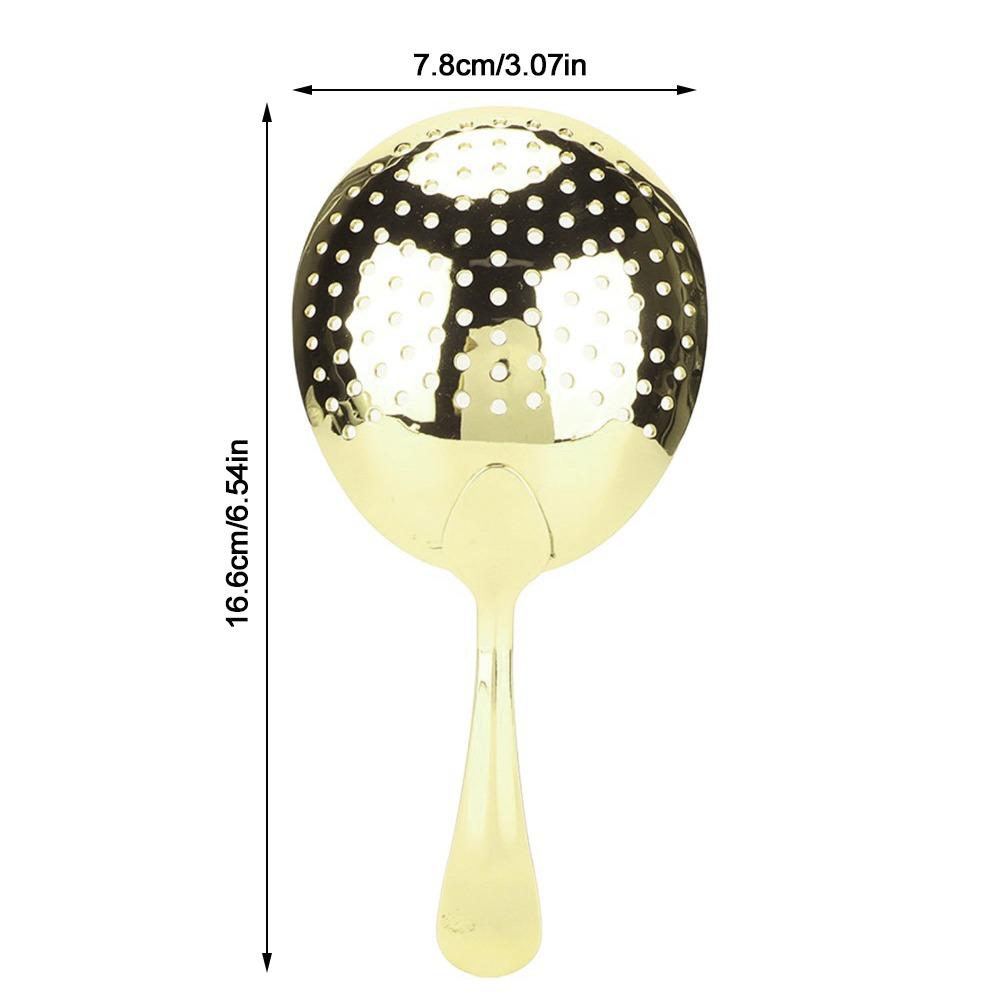 Rounded Handle Stainless Steel Strainer Slotted Design Multifunction Skimmer Home золотой