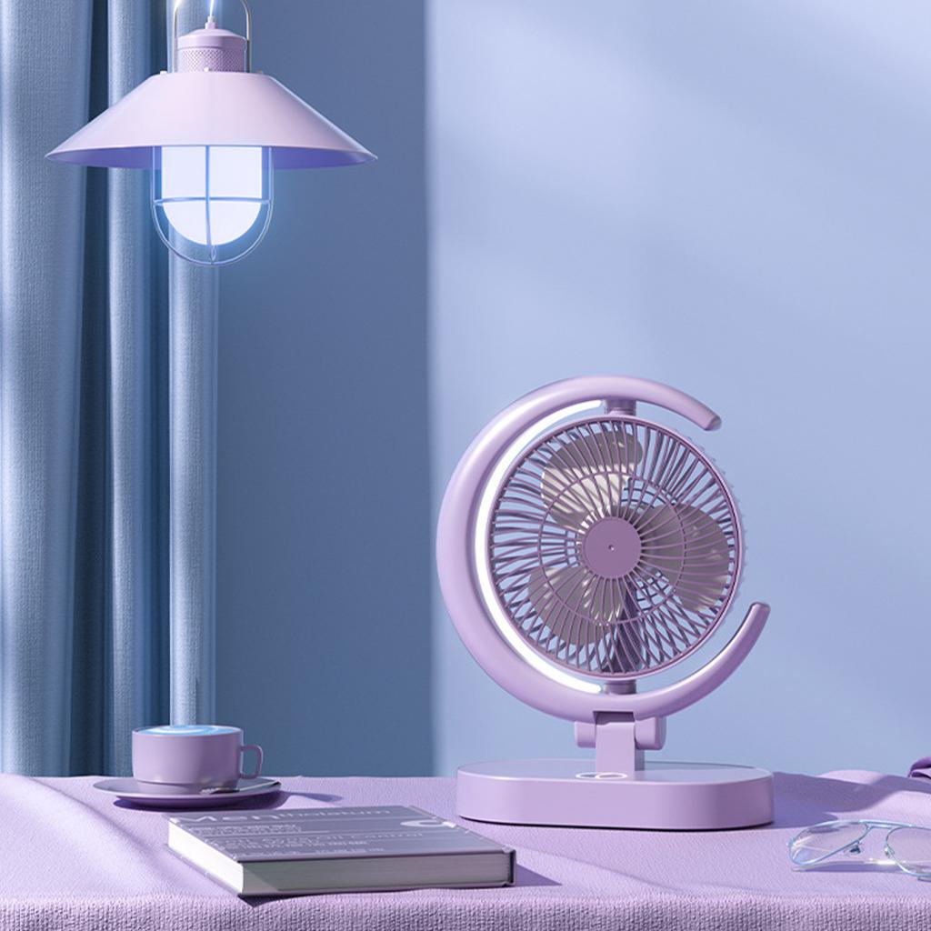 USB Desk Fan Rechargeable Quiet Small Portable Desktop Table Fan with Light for Home Travel Office
