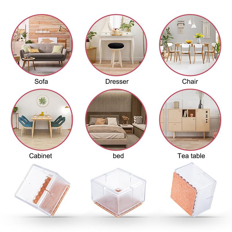 16 bucăți din silicon pentru picior de masă și scaun, pentru picioare, capace Capace pătrate, șosete, pentru picioare, anti-alunecare, pentru mobilier.