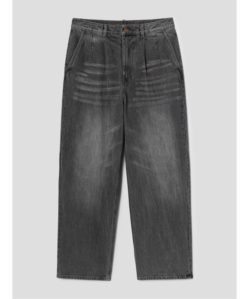 SHIFT.G Semi Wide Tapered Denim Pants Black