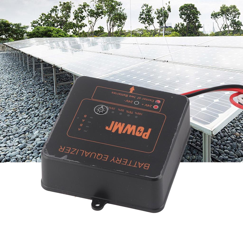 Battery Equalizer Black Solar System Balancer with Reverse Connection Protection 2 X 12V