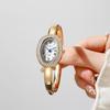 Womens Fashion Quartz Watch Oval Roman Numerals Bangle
