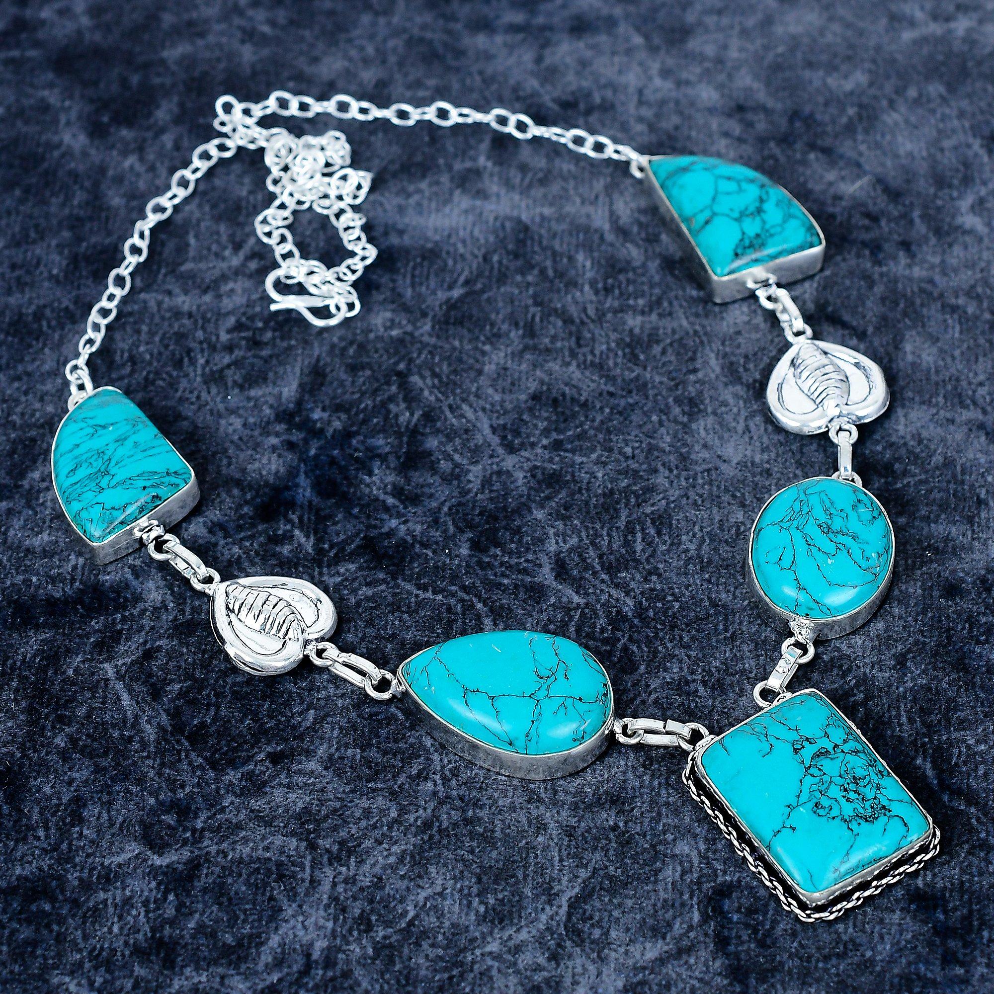 

Santa Rosa Turquoise Gemstone 925 Sterling Silver Jewelry Necklace 18 MM-3492