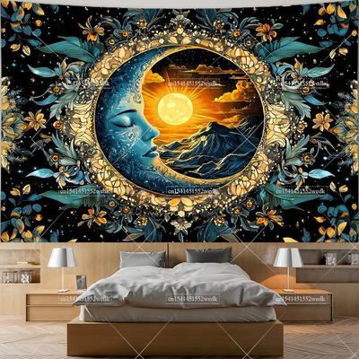 Boho Mandala Sun And Moon Wall Tapestry Room Decor Aesthetic Mountains Sunsets Landscape Tapestries Bohemian Flowers Tapestrys
