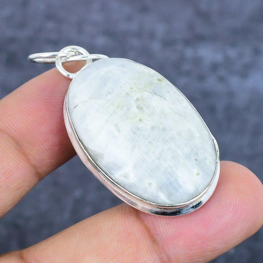 Natural Moonstone Gemstone 925 Sterling Silver Jewelry Pendant 2.01" Z3E97