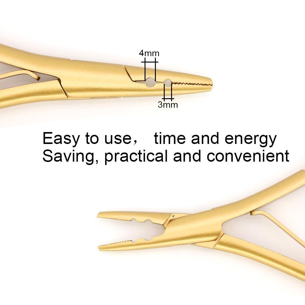 Hair Extension Tool Stainless Steel Hair Pliers with 2 Holes Remover Beads Opener Tool Weft Extension Hair Styling Hair Beauty Salon Accessories