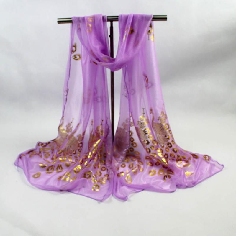 

MISS женский разноцветный длинный шарф с павлиньим цветком и шифоновой шалью