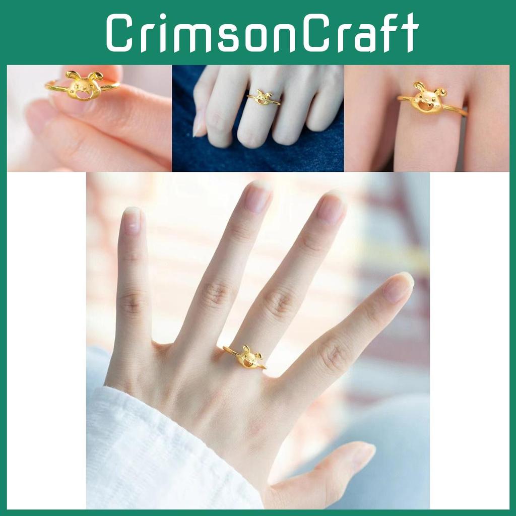 Playful Gold Plated Rabbit Ring With Cute Smile For Adjustable Fashion Accessories