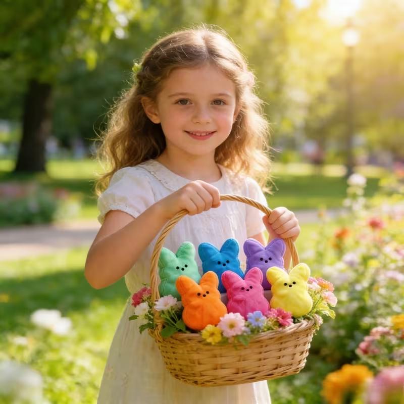 6Pcs Colorful Cute Bunny Plush Doll Easter Basket Fillers Kids Boy Girl Birthday Party Gifts Favors Spring Home Table Decoration