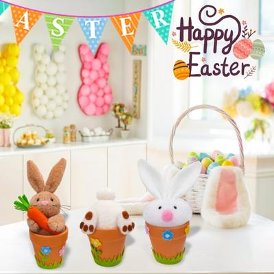 Easter Bunnies Decorations Simulation Rabbit Figurine Desktop Artificial Animal Model for Easter Day Garden Decor
