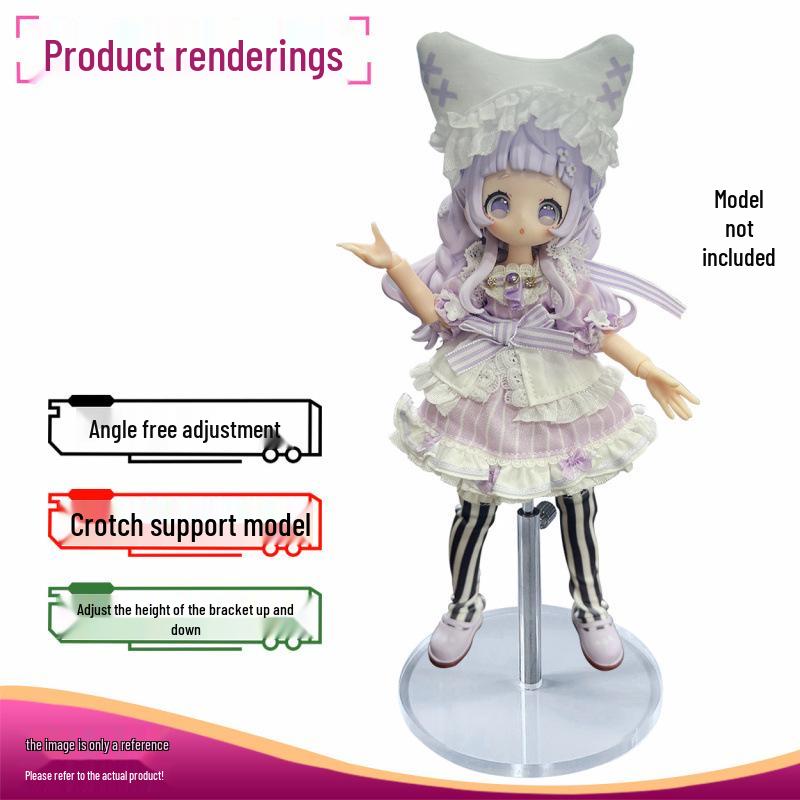 Transparent Lifting Stand Base for BJD Dolls, 4-Point Support for ob11, az, Fairy Body Dolls.