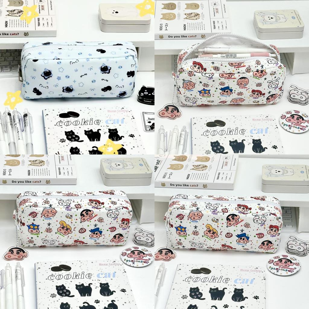 Cartoon Crayon Shinchan Large Capacity Foldable Pen Bag With Storage For Students