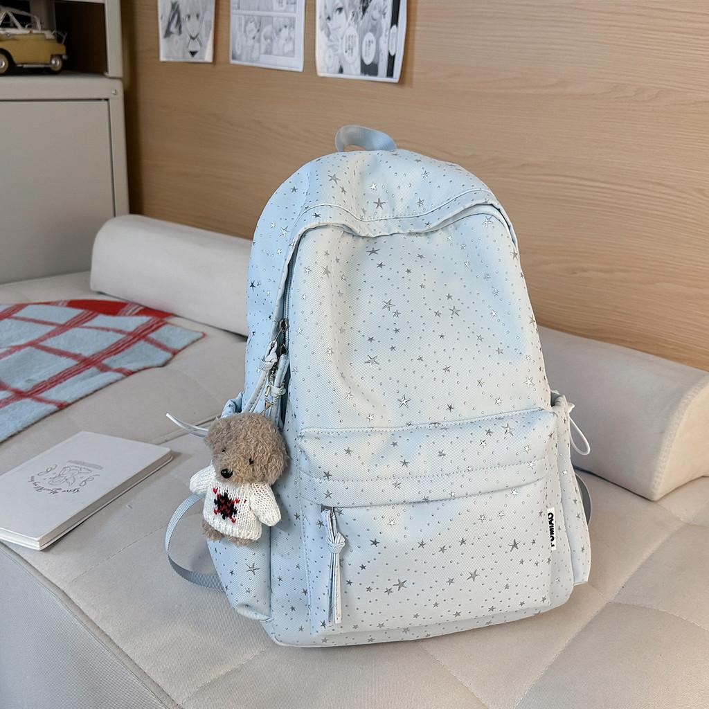 Star Pattern Girls Backpack With Polyester Lining For Travel And Daily School