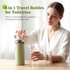 4-in-1 Reiseflaschen für Toilettenartikel, Tragbares Reise-Toilettenartikel-Flaschenset für Shampoo, Lotion, Spülung, Creme, Transparent mit Skala und Etikett