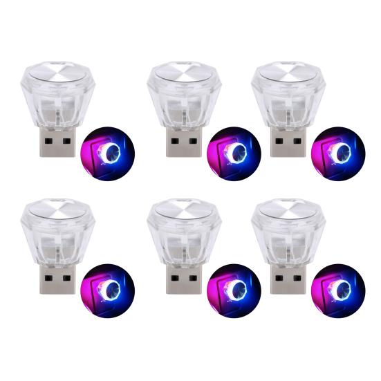 

6 шт. USB автомобильное окружающее освещение портативное красочное освещение высокой яркости мини авто светодиодная атмосферная лампа бытовые автомобильные аксессуары 6pcs