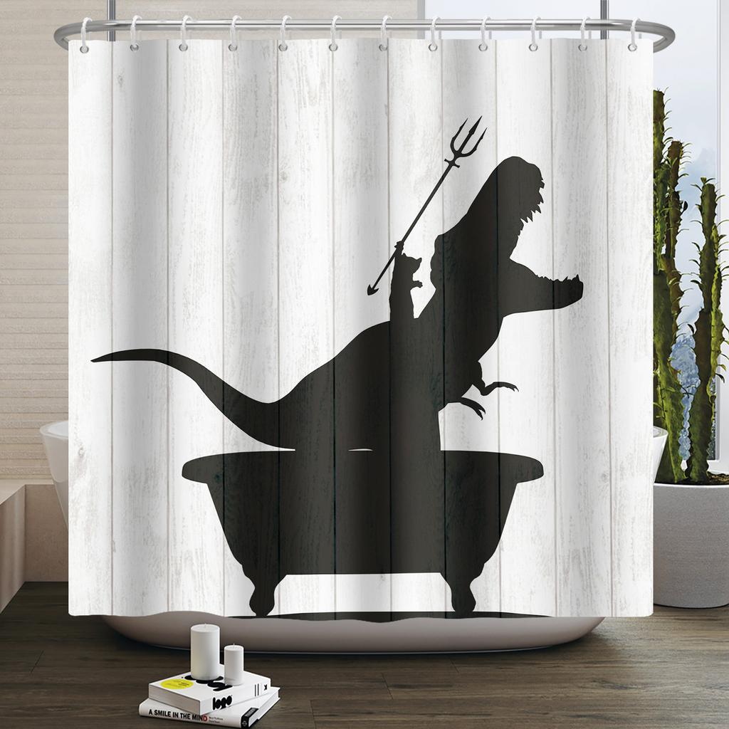 Funny Dinosaur Shower Curtain for Bathroom Cute Animal Cool Dinosaur Children Bathroom Curtain Waterproof Bath Curtain Decor