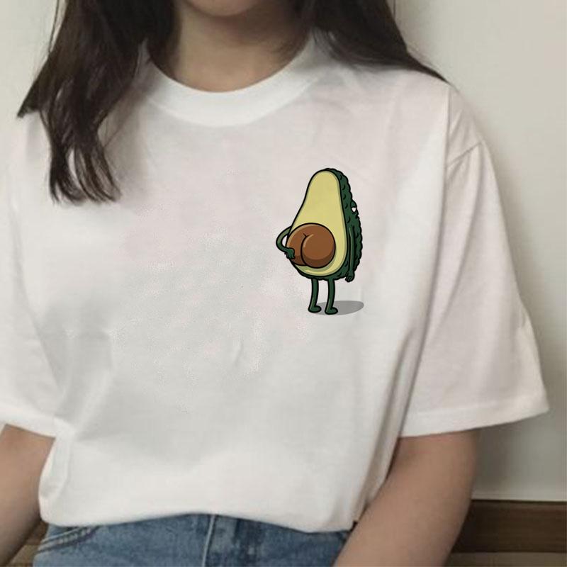 Avocado Women Vegan Femme Ulzzang 90S Harajuku Kawaii Vintage T Shirt Funny Tshirt Graphic T-Shirt Style Female Aesthetic Korean