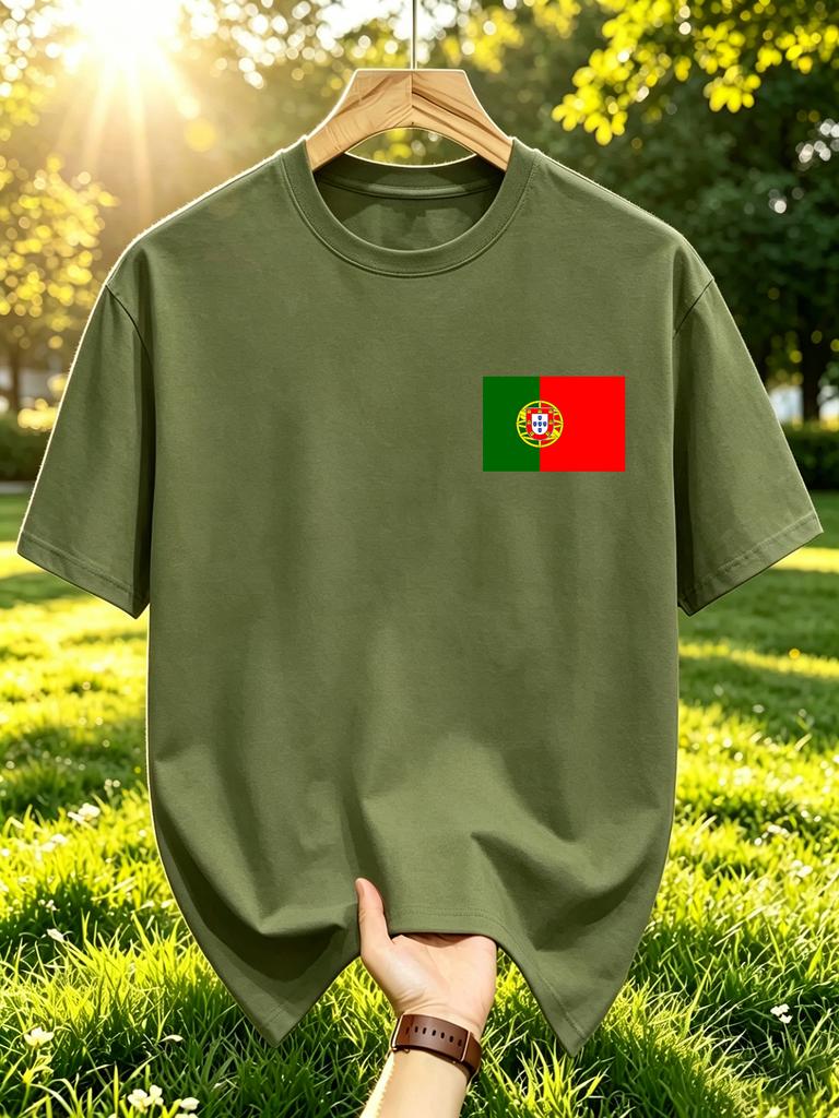 Portugal Flag Print Tshirt Unisexs Cotton Crewneck T Shirts Summer Oversized Sportswears Y2k Casual Running Short Sleeve