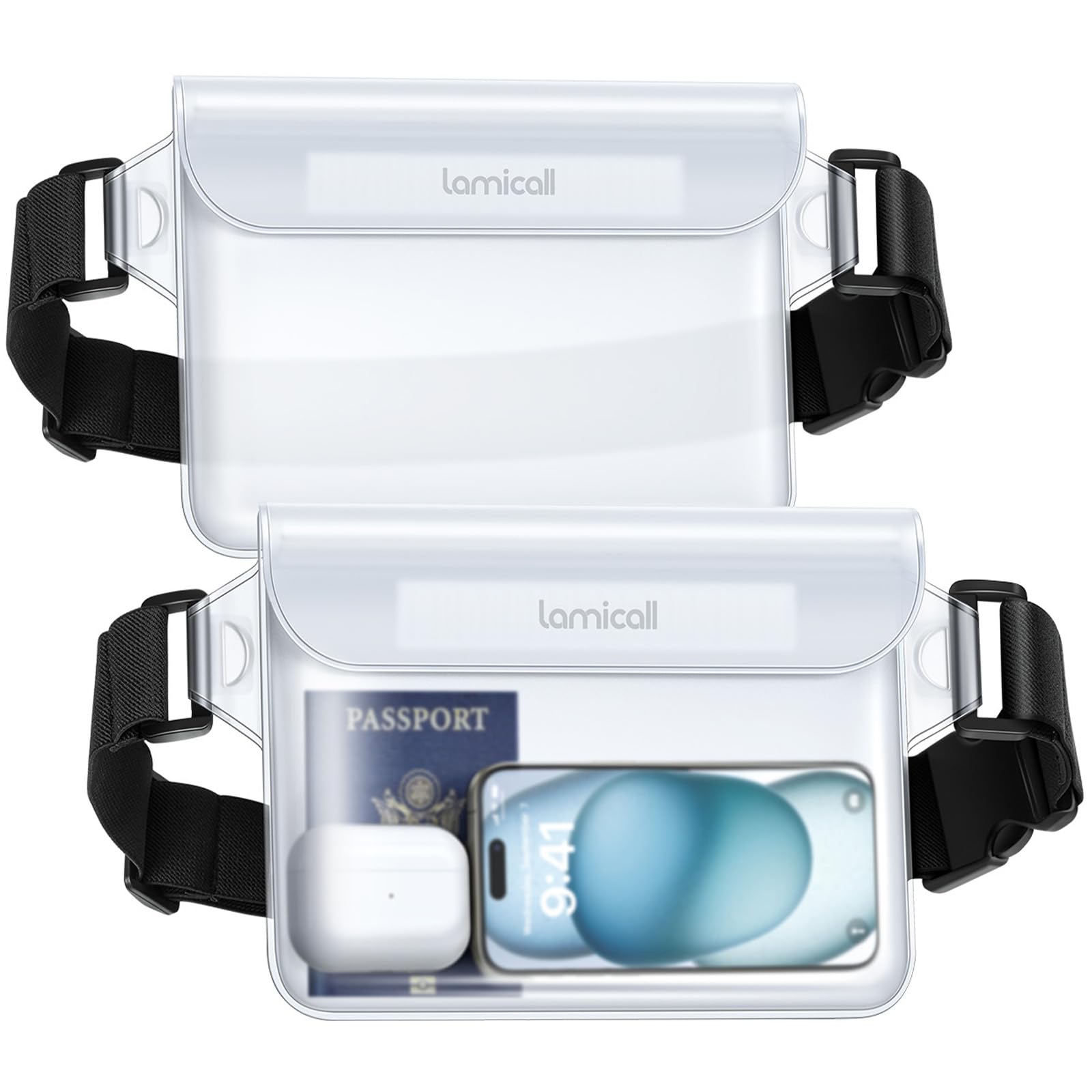 

of Waterproof pouch for the beach and pool small item smartphone waterproof mobile shoulder crossbody large triple for iPhone 14 13 12 transparent