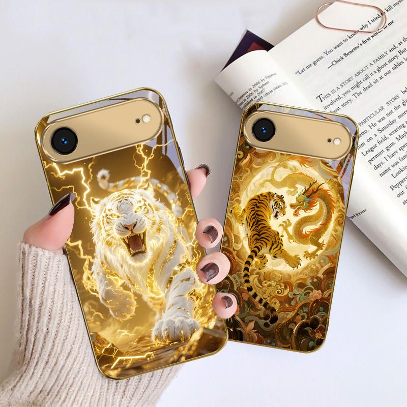 Golden Eagle Head For IPhone 17Pro Max 16 17 Pro 15 P ro 14 13 Plus 12 Mini 11Pro Max XR 16E 17 Air Golden glass phone case