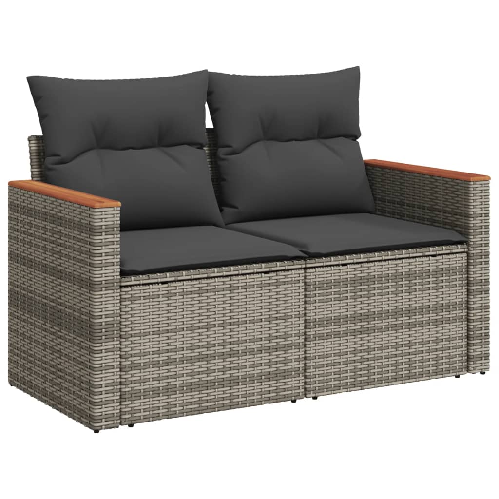 Vidaxl 6-Cz. Garden Furniture Set With Cushions, Grey, Poly Rattan