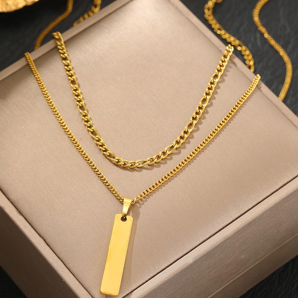 Stainless Steel Necklaces Fashionable Atmosphere Double Chain Pendant Necklaces For Women Zircon Suitable For Daily Wear Gifts
