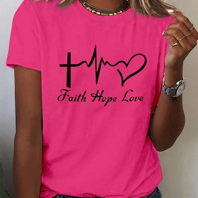 Fashion Women Letter Cross Print T Shirt Funny Casual O-neck Short Sleeves T-shirt Summer Female Tee Shirt