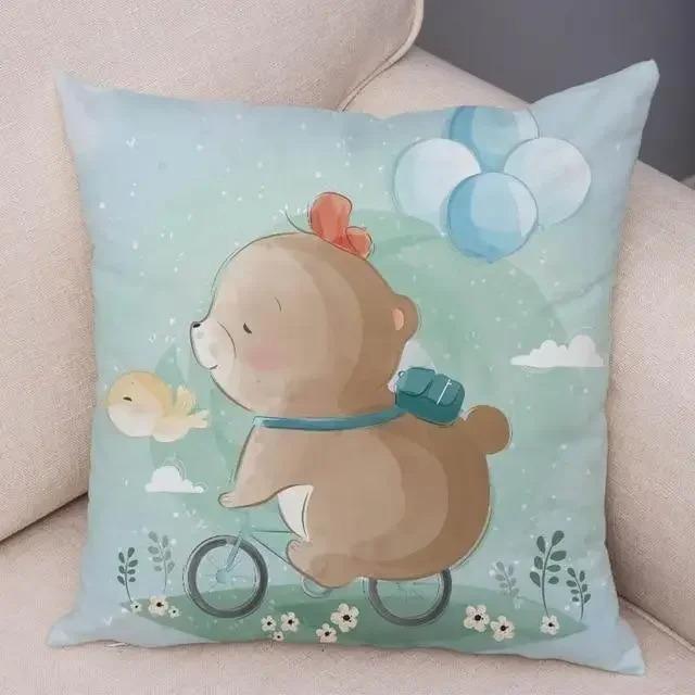 Cartoon Animal Pattern Decorative Pillowcase Car Sofa Square Cushion Pillowcase