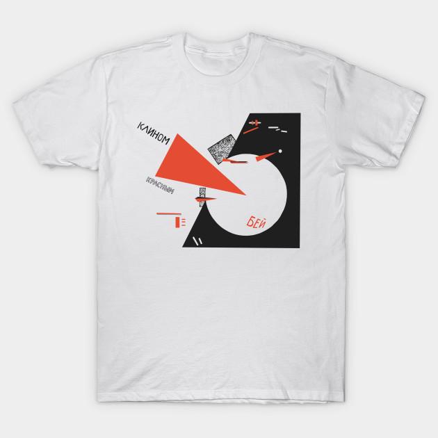 

Men Black Print T-shirt Red Wedge - Restored Soviet Propaganda, Constructivist, Communist, Russian Civil War, October Revolution No-Cut Transfer Paper 2XL белый