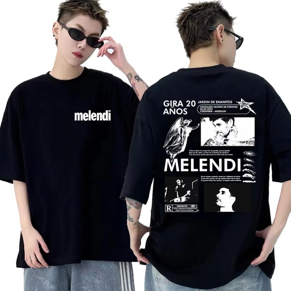 

Rapper Melendi Gira 20 Anos Album 2026 Merch T Shirts Men Retro Fashion Cotton Short Sleeve T-shirt Hip Hop Gothic Clothing Tees 5XL різнокольоровий