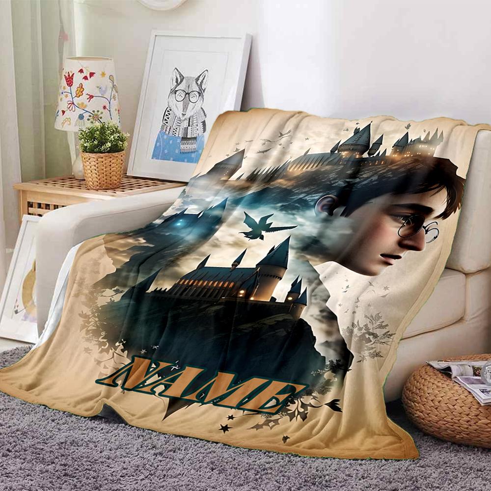 Custom Name Harry Potter Magic Train blanket for Couch & Bed, Plush Cozy Fuzzy Blanket Super Soft & Warm Blankets for Fall and Winter. 0908103
