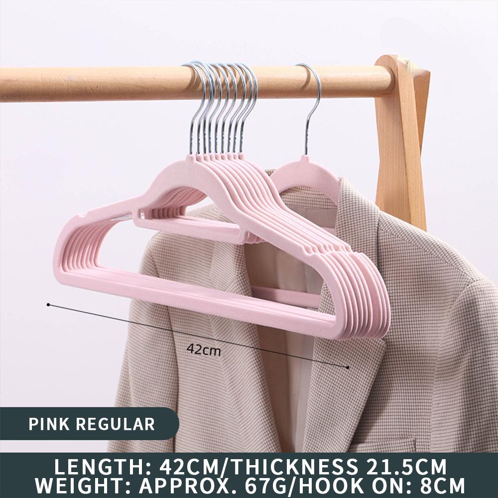 

10 шт. 42 см бесшовная флокированная новая золотая вешалка для флокирования с крючками для сухого и влажного хранения в шкафу для взрослых Magic Hanger розовый