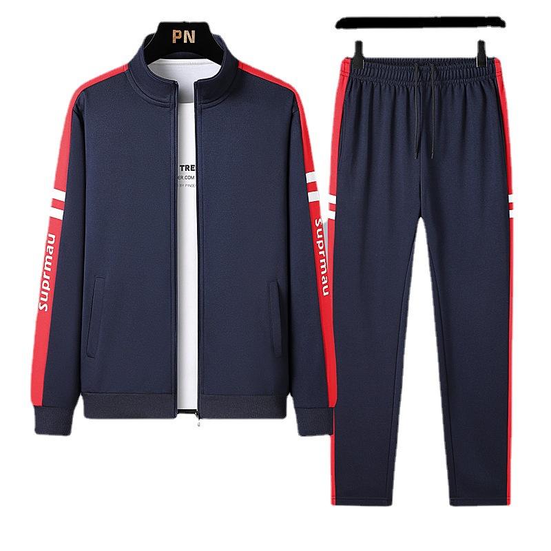 Jarní a podzimní sportovní oblek Pánský oblek pro sport a volný čas Cardigan Dvoudílná sada na zip